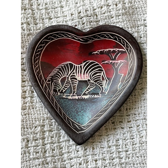 Other - Hand Carved Stone African Zebra Trinket Tray ~NEW~ 4" X 4"